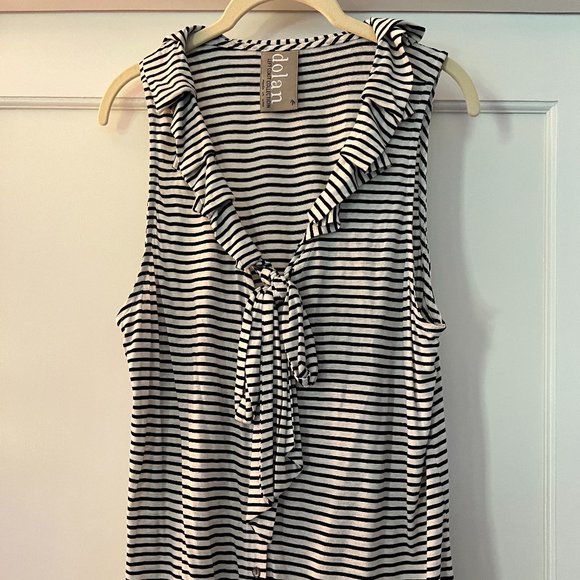 Anthropologie - Left Coast by Dolan striped sleeveless top with ruffle and tie - Picture 2 of 5